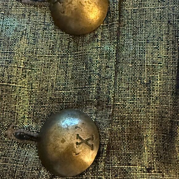 Richmond X Sleeveless Crop Top/Vest in Black/Metallic Gold Linen. Size Small. - Picture 5 of 6